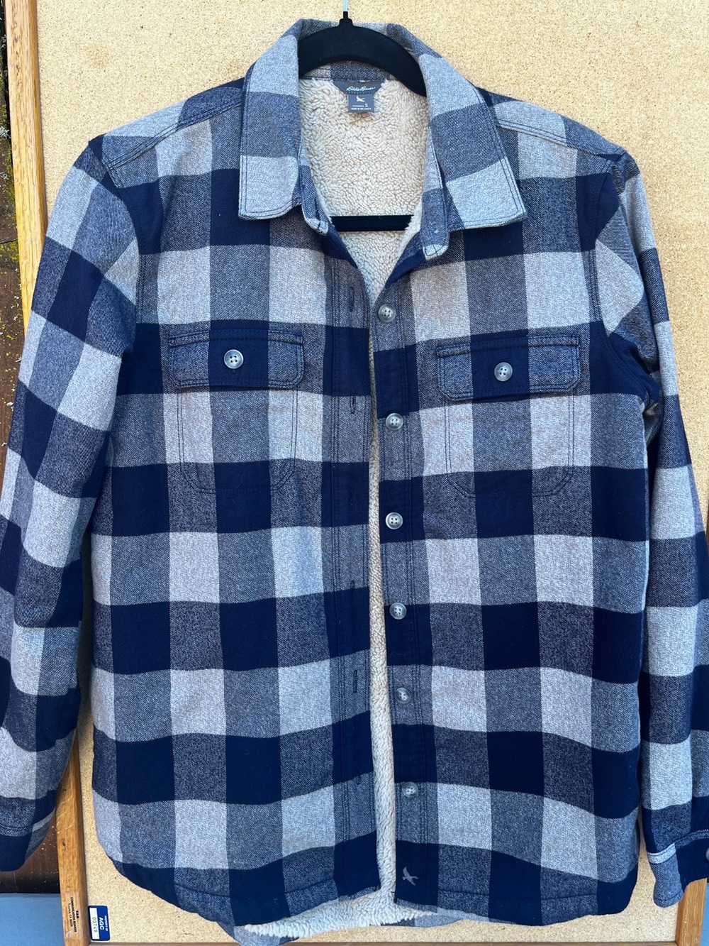 Women’s Navy & Gray Buffalo Plaid Sherpa-Lined Button-Up Jacket